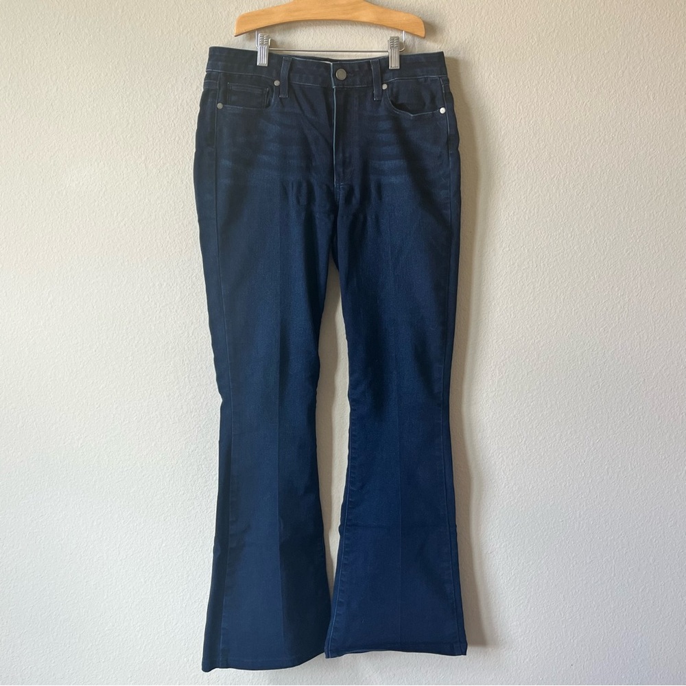 PAIGE High Rise Bell Canyon Dark Blue Flare Denim Jeans Size 30